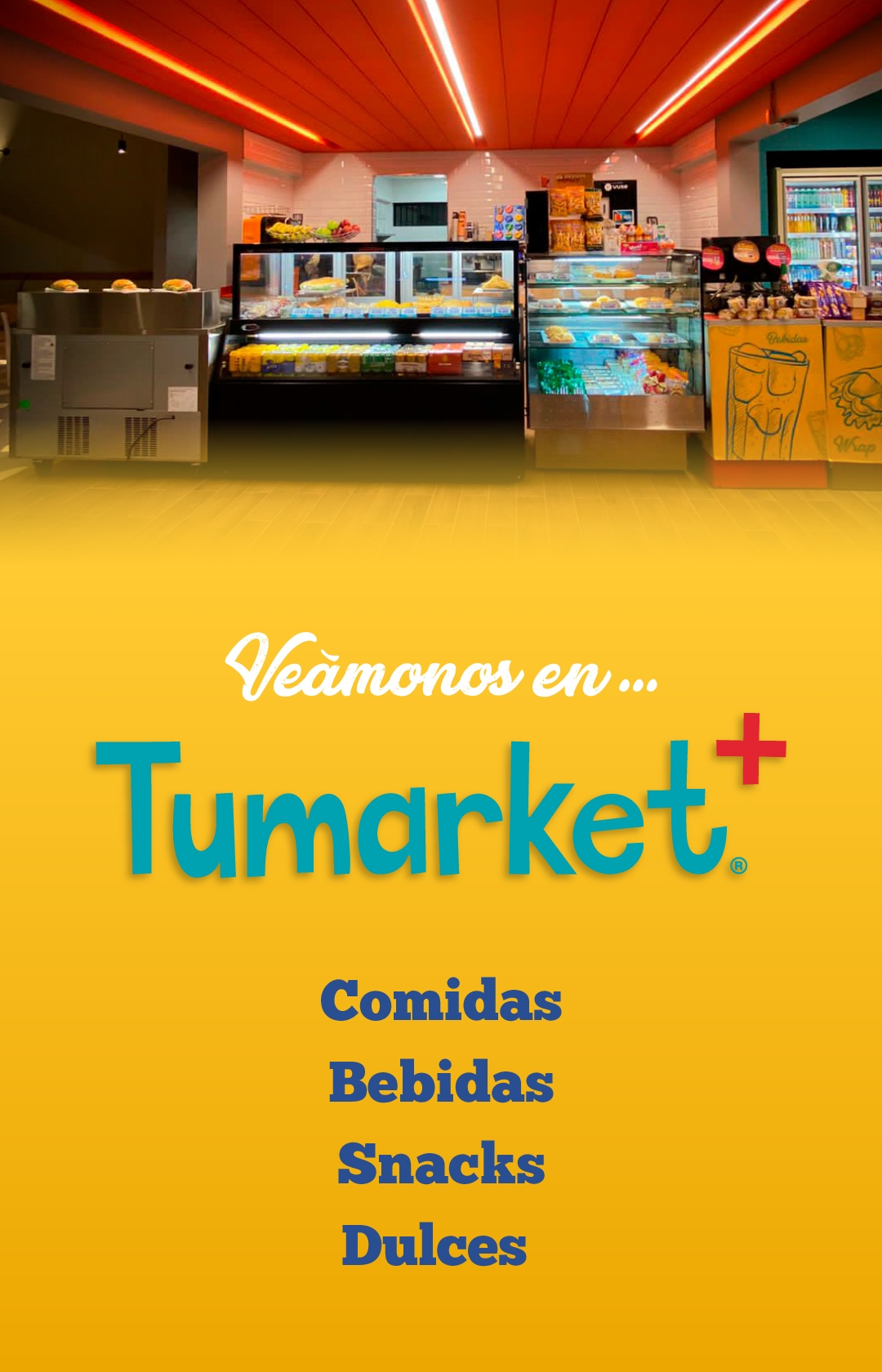 Banner móvil Tumarket plus comidas bebidas snasks dulces